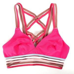 Free People In the Waves Sport Bra Pink XS Low Impact Comfy Strappy Yoga NWT